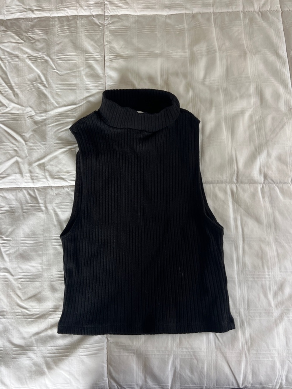 Reformation Sleeveless Black Ribbed Mock Neck Top